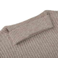 Gran Sasso Taupe Beige Wool Blend Chunky Rollneck Collar