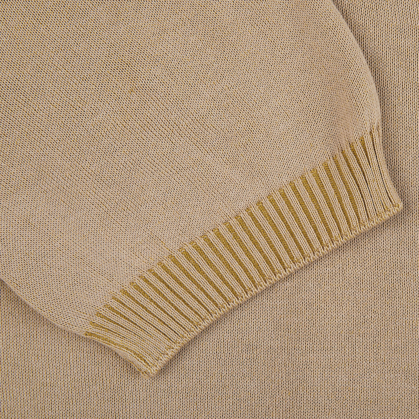 A close up of a Gran Sasso Beige Cotton Contrast Collar Polo Shirt made of pure cotton.