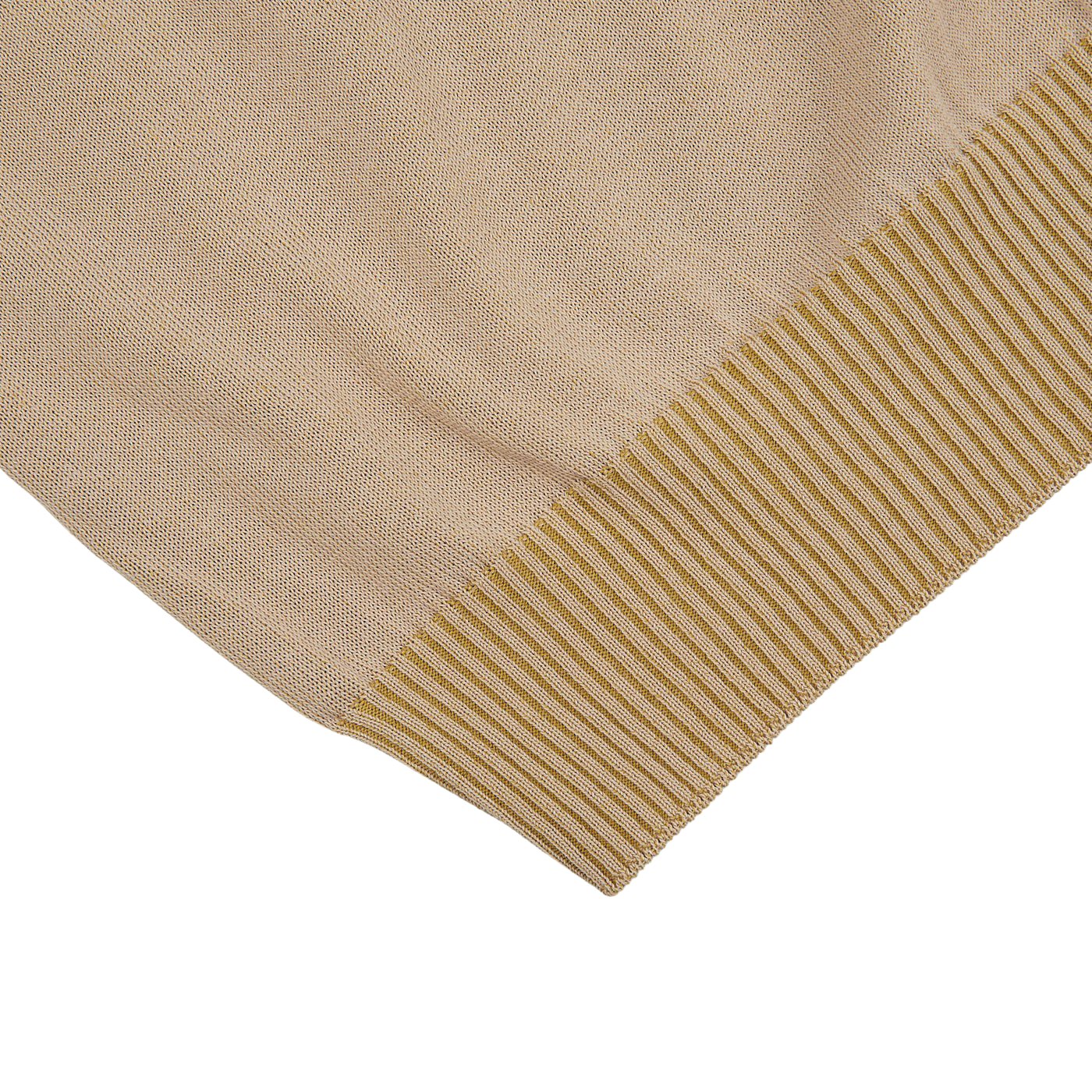 A close up of a Gran Sasso beige-green short-sleeved polo made of pure cotton.