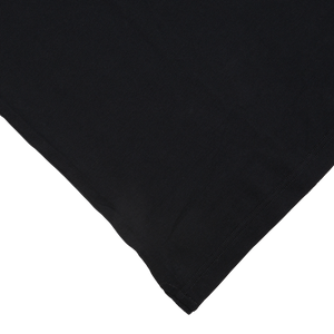 Close-up of a Gran Sasso Black Cotton Jersey Popover Shirt with a neat hem on a white background.