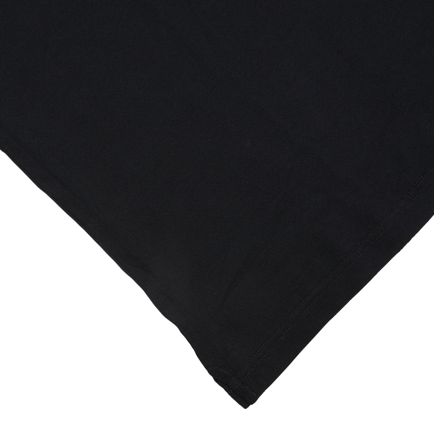 Close-up of a Gran Sasso Black Cotton Jersey Popover Shirt with a neat hem on a white background.