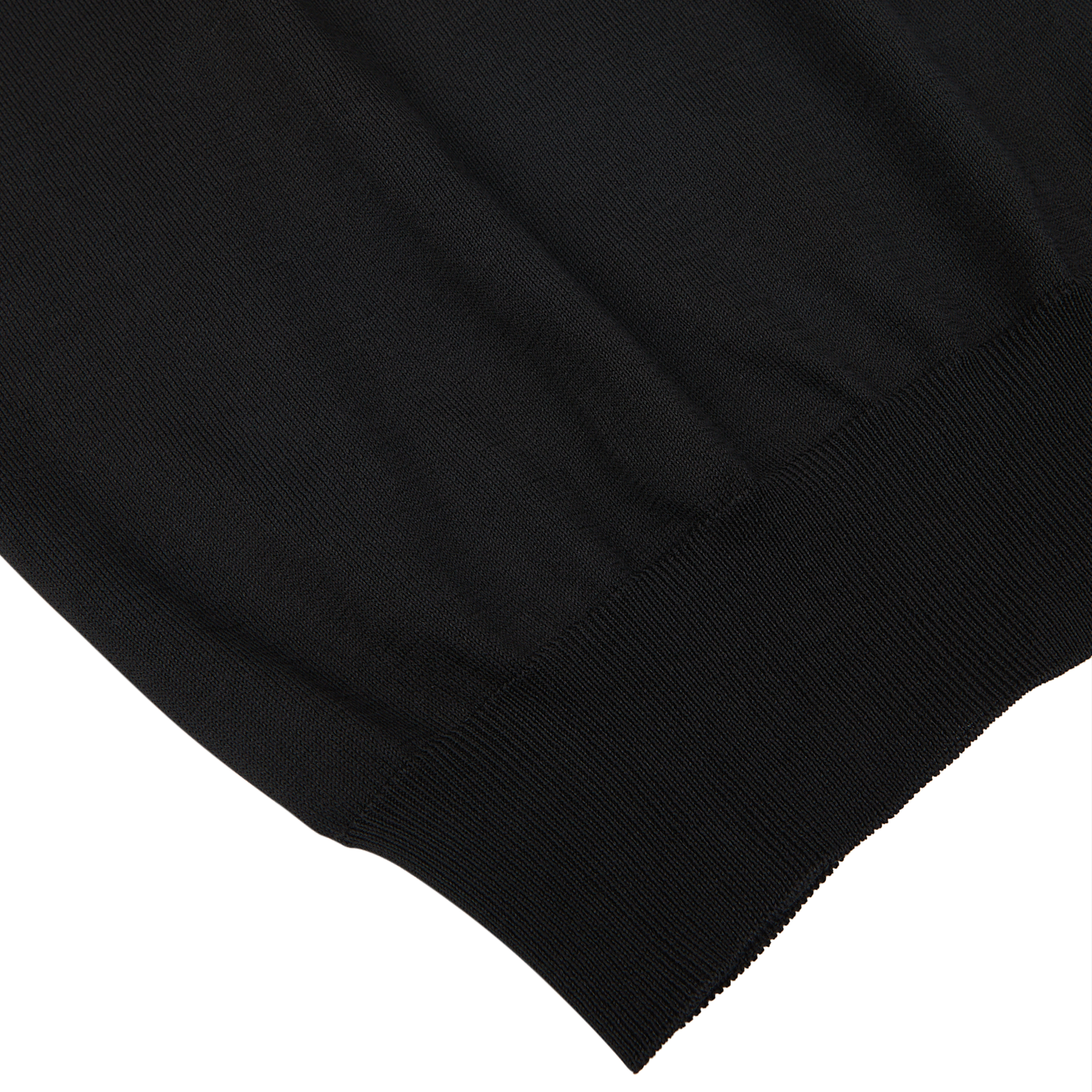 Close-up view of a black Gran Sasso knitted t-shirt with ribbed detailing, displayed on a white background.