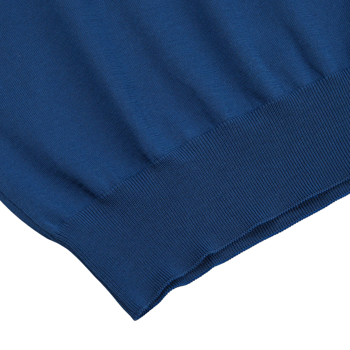 A close up of a Gran Sasso Indigo Blue Knitted Organic Cotton T-Shirt.