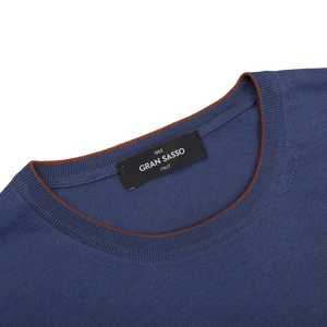 A Gran Sasso dark blue lightweight Dark Blue Silk Cotton Crewneck Sweater.