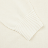 A close up image of a Gran Sasso Cream Beige Egyptian Cotton Crewneck Sweater.