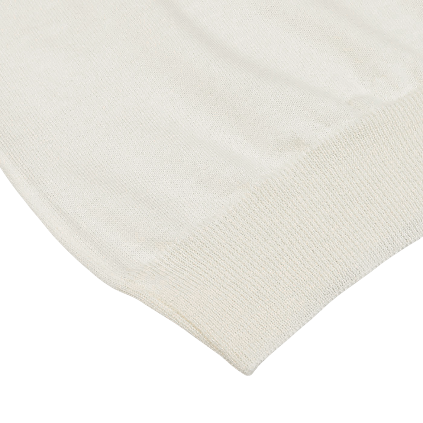 Close-up of the Cream Extra Fine Merino Crew Neck with a ribbed hem, exemplifying Gran Sasso's renowned merino quality, perfect for a versatile wardrobe.