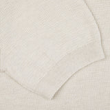 A close up image of a Gran Sasso Cream Fresh Cotton Contrast Collar Polo Shirt.