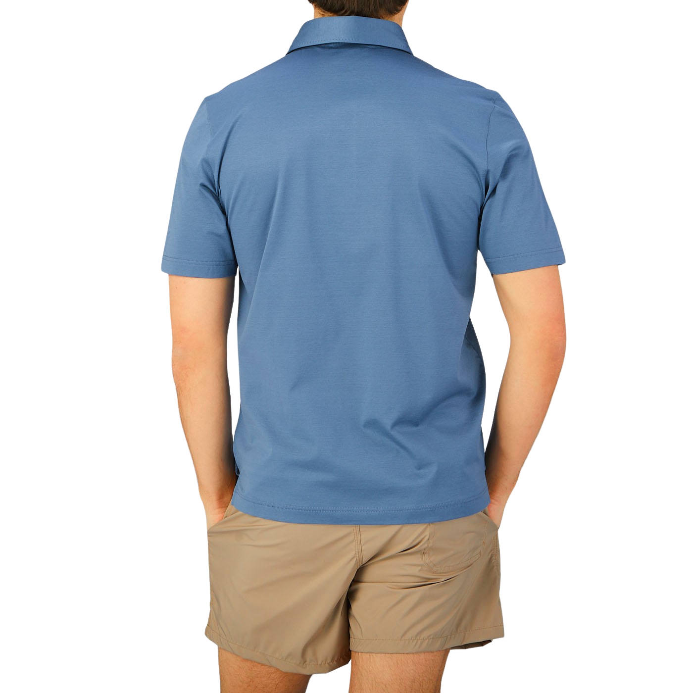 A man in a Dark Blue Cotton Filo Scozia Polo Shirt by Gran Sasso.