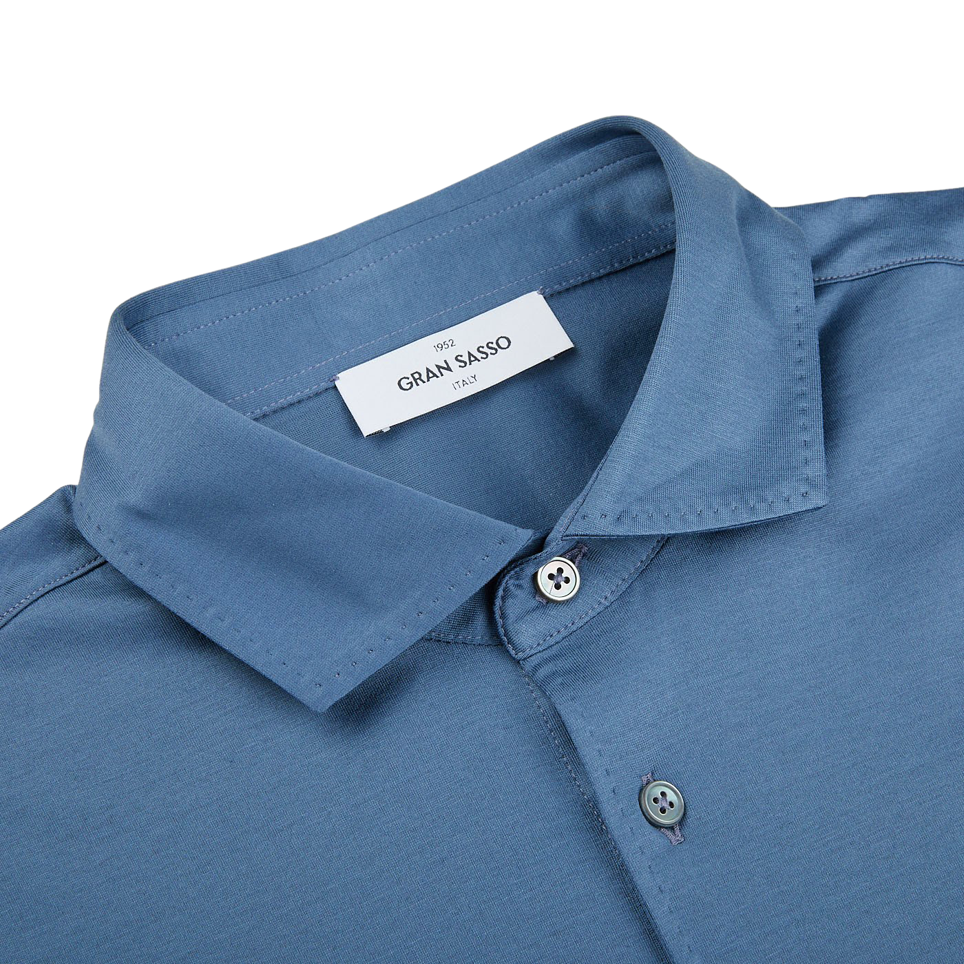 A close up of a Gran Sasso Dark Blue Cotton Filo Scozia Polo Shirt.