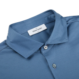 A close up of a Gran Sasso Dark Blue Cotton Filo Scozia Polo Shirt.