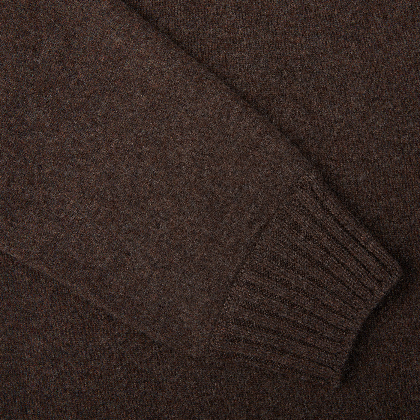 A contemporary close up of a Gran Sasso Dark Brown Felted Cashmere Zip Cardigan.