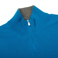 A sustainable Gran Sasso Hot Blue Cashmere 1/4 Zip Sweater.