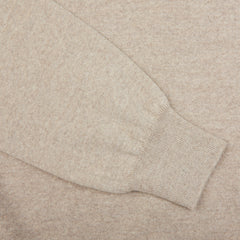 A close up of a Light Beige Merino Wool One-Piece Collar Polo Shirt, designed by Gran Sasso.