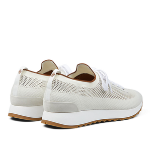 A pair of Light Beige Technical Knitted Nylon Trainers by Gran Sasso with perforated detailing.