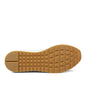 A gum sole of a weather-resistant shoe with a tread pattern made by Gran Sasso's Light Beige Technical Knitted Nylon Trainers.