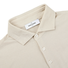 Light Beige Washed Cotton Popover Shirt from Gran Sasso, featuring a slim fit and three visible buttons.