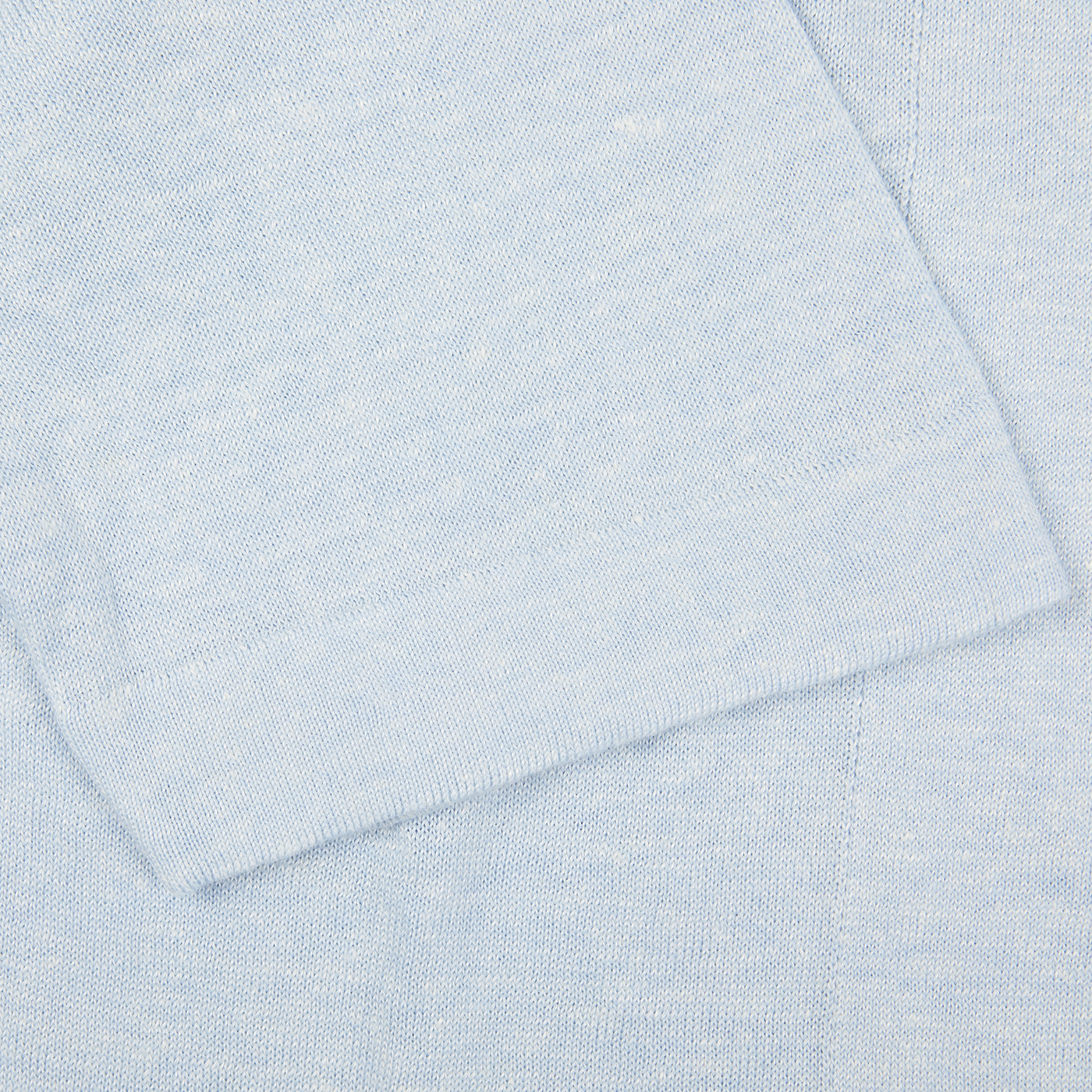 A close up of a slim fit Gran Sasso Light Blue Linen Cotton Bowling Shirt.