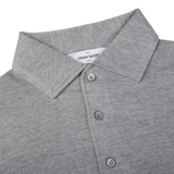 The collar of a Light Grey Merino Wool One-Piece Collar Polo Shirt made by Gran Sasso.