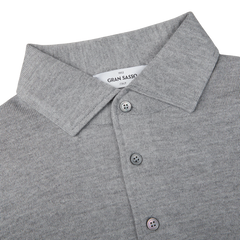 The collar of a Light Grey Merino Wool One-Piece Collar Polo Shirt made by Gran Sasso.