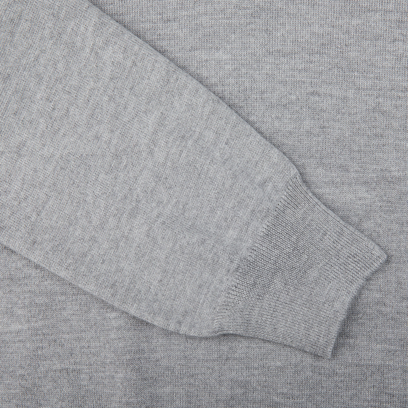 A close up image of a Gran Sasso Light Grey Merino Wool One-Piece Collar Polo Shirt.