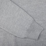 A close up image of a Gran Sasso Light Grey Merino Wool One-Piece Collar Polo Shirt.