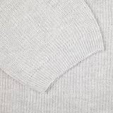 A close up image of a Light Grey Linen Cotton T-shirt made from cotton-linen thread by Gran Sasso.