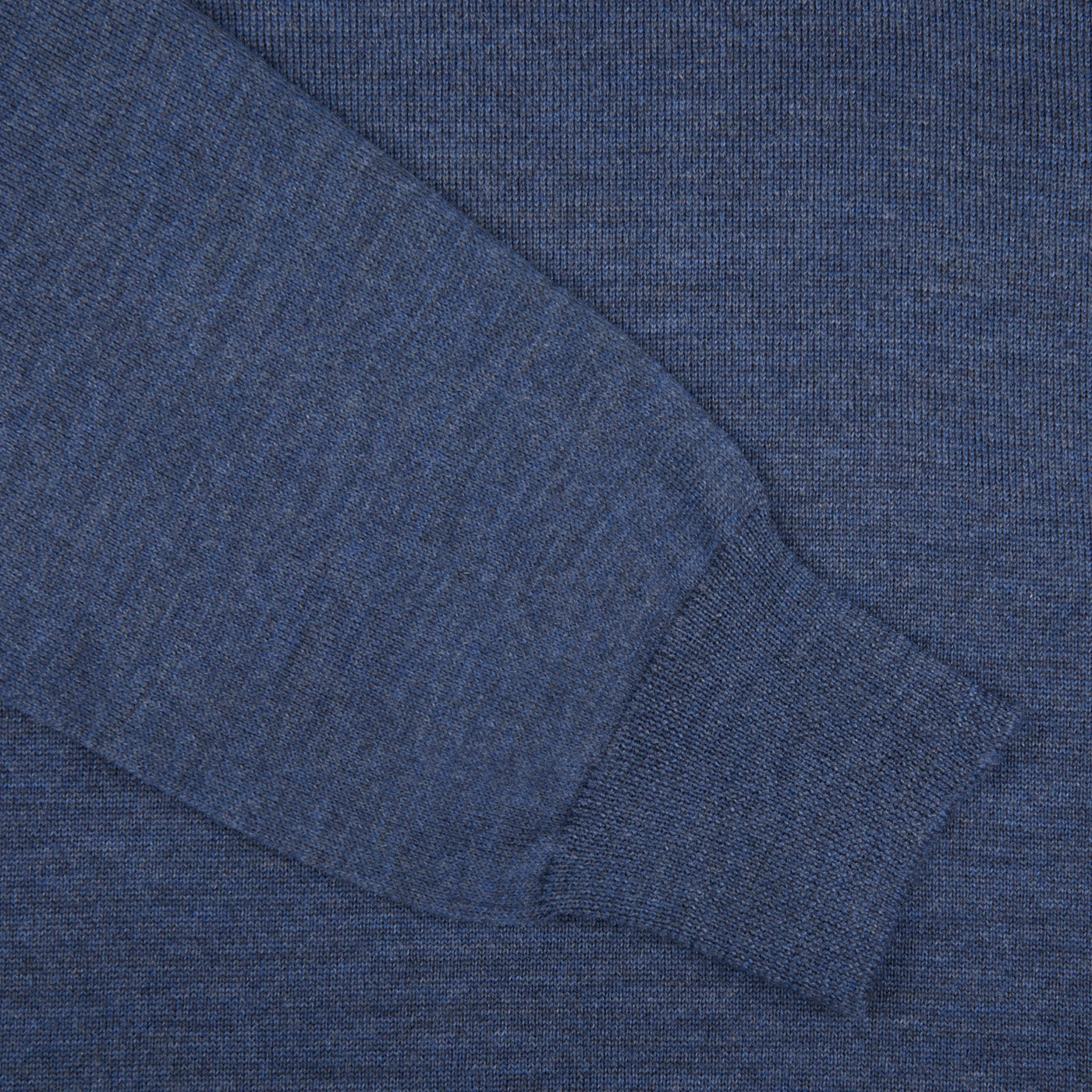 A close up of a Gran Sasso Mid Blue Extra Fine Merino Roll Neck sweater.