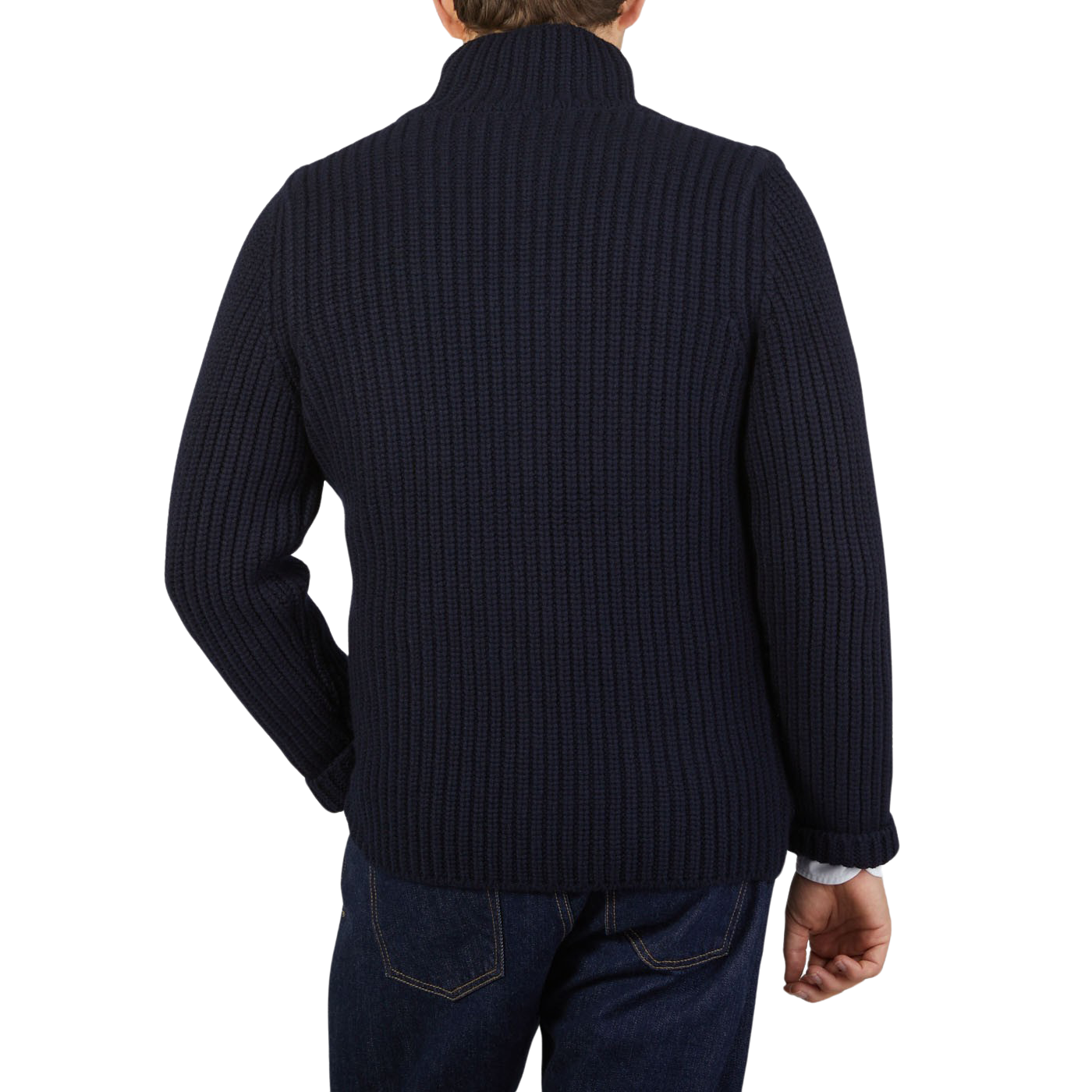 Gran Sasso  Navy Blue Chunky Knitted Wool Cardigan – Baltzar