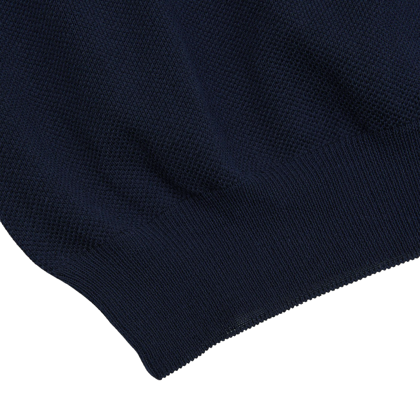A close up of a Gran Sasso Navy Fresh Cotton Mesh Polo Shirt with high breathability.