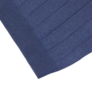 A close up of a Gran Sasso Dark Blue Knitted Silk Zip Polo Shirt.