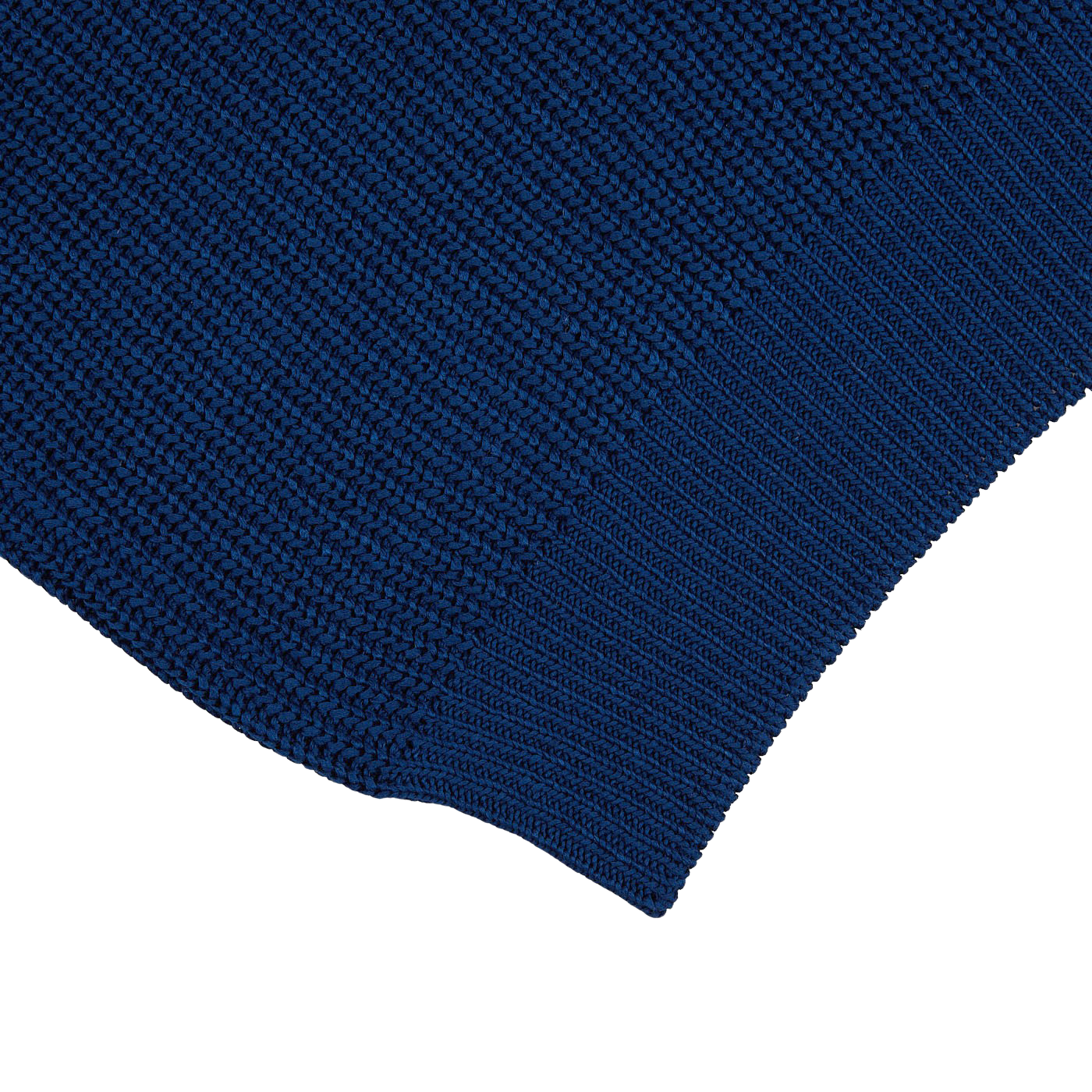 A close up of a Gran Sasso Dark Blue Rib Stitch Cotton Full-Zip Sweater.