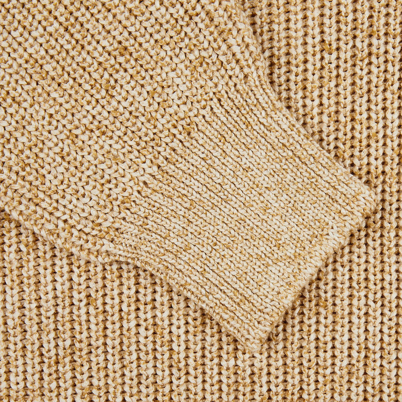 A close up image of an Oat Beige Rib Stitch Cotton 1/4 Zip Sweater by Gran Sasso.