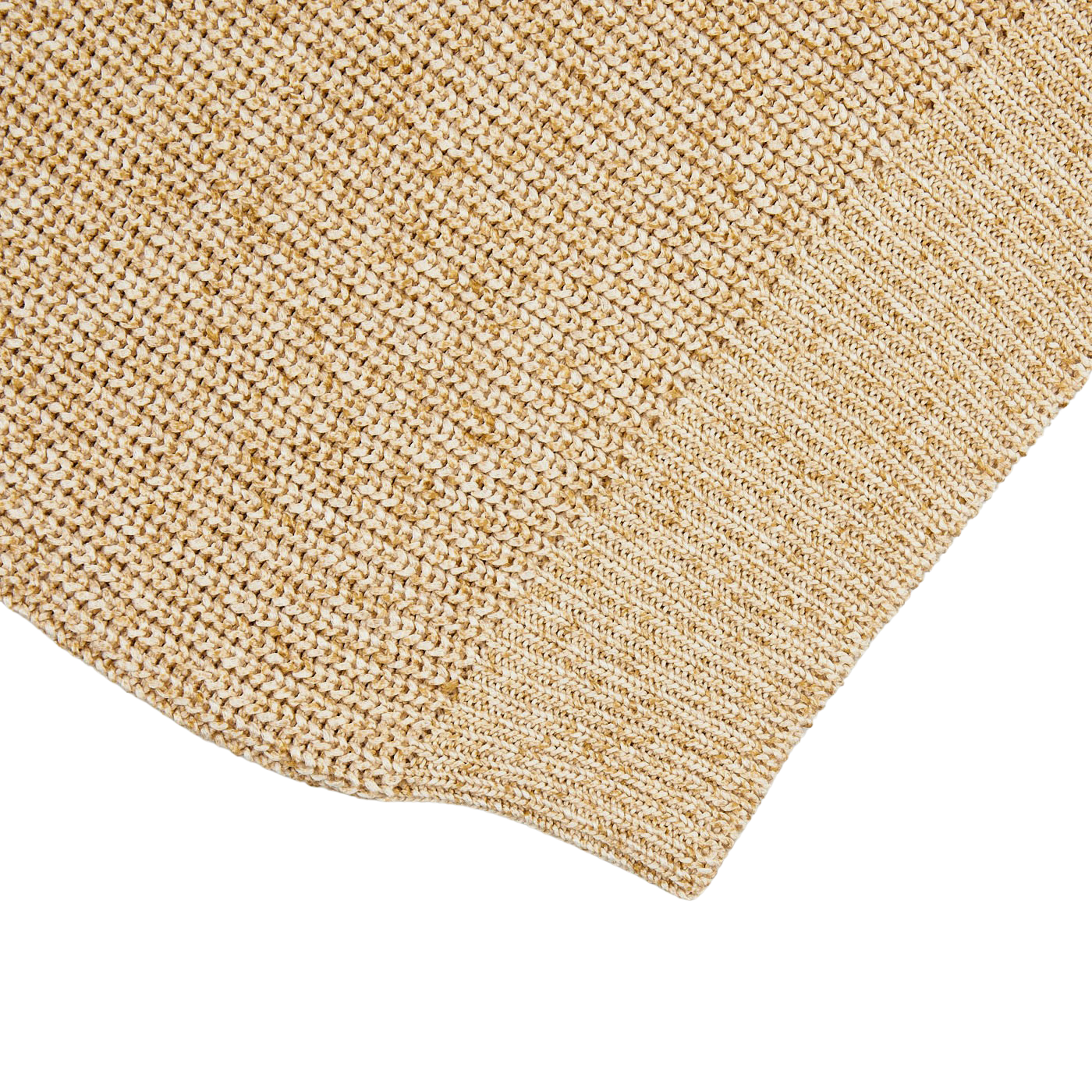 A close up of a Gran Sasso oat beige rib-stitch pure cotton 1/4 Zip Sweater.
