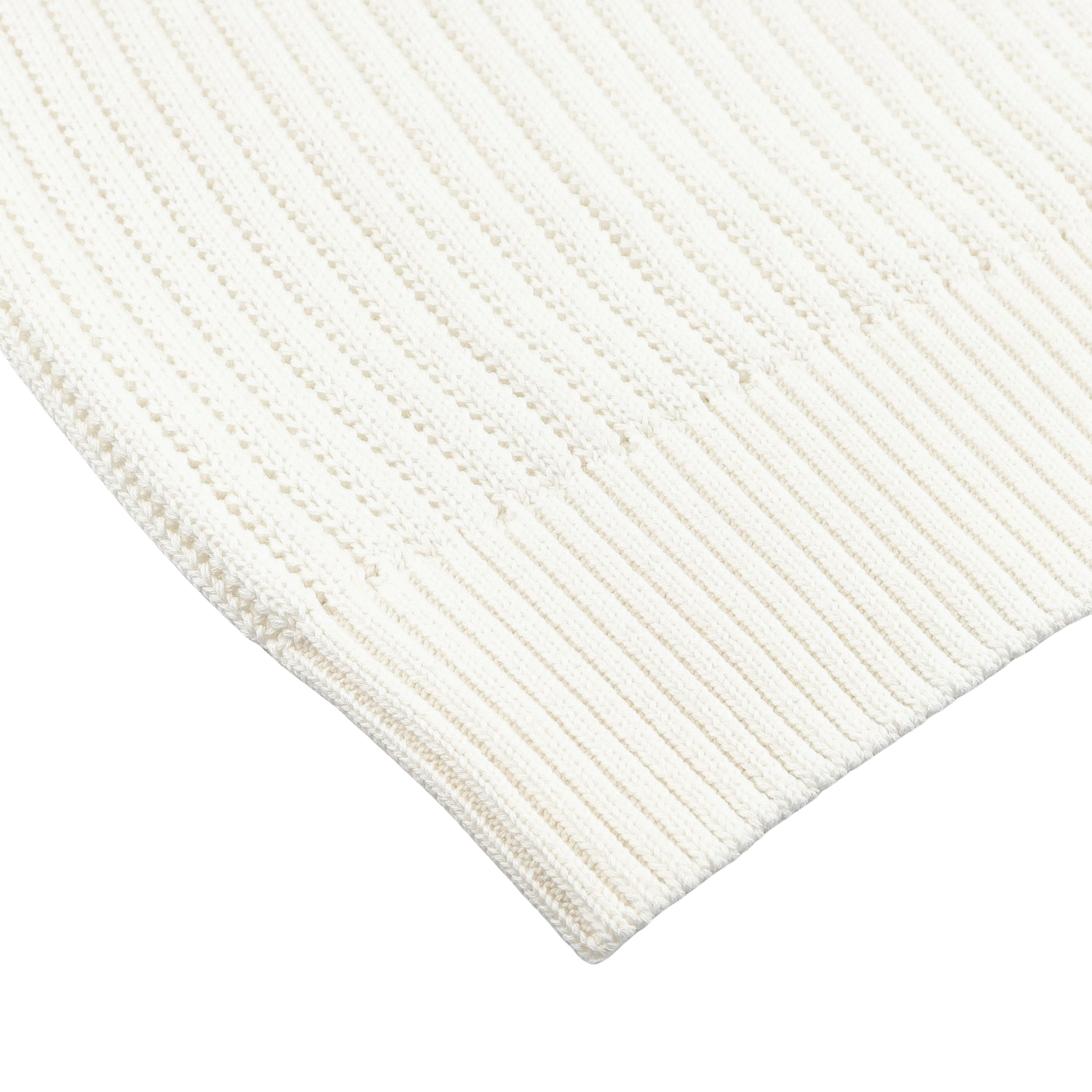 Close-up of an Off-White Organic Cotton Polo Shirt by Gran Sasso, featuring a ribbed knit texture and a visible hemline.