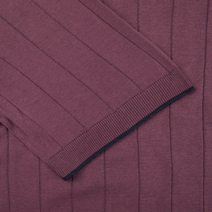 A close up of a Gran Sasso Plum Knitted Silk Polo Shirt.