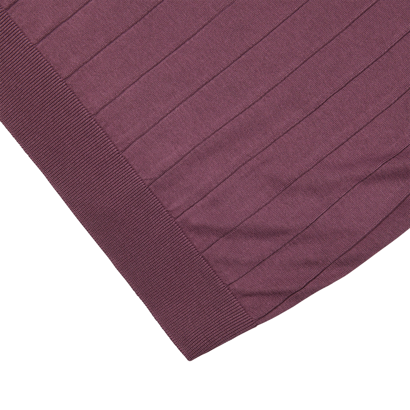 A close up of a lightweight Gran Sasso plum colored silk blanket.