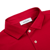 The collar of a Gran Sasso Raspberry Red Cotton Filo Scozia Polo Shirt.