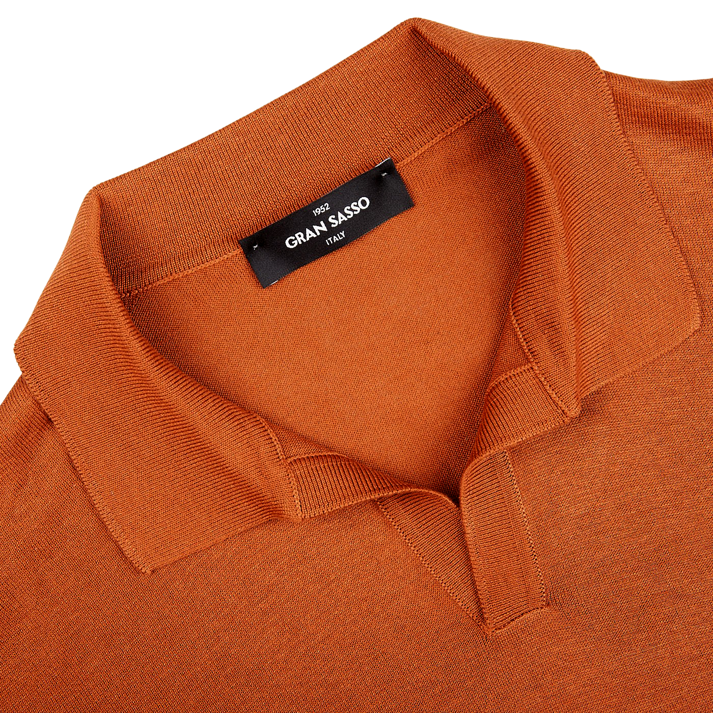 An Gran Sasso Rust Orange Knitted Silk Polo Shirt.