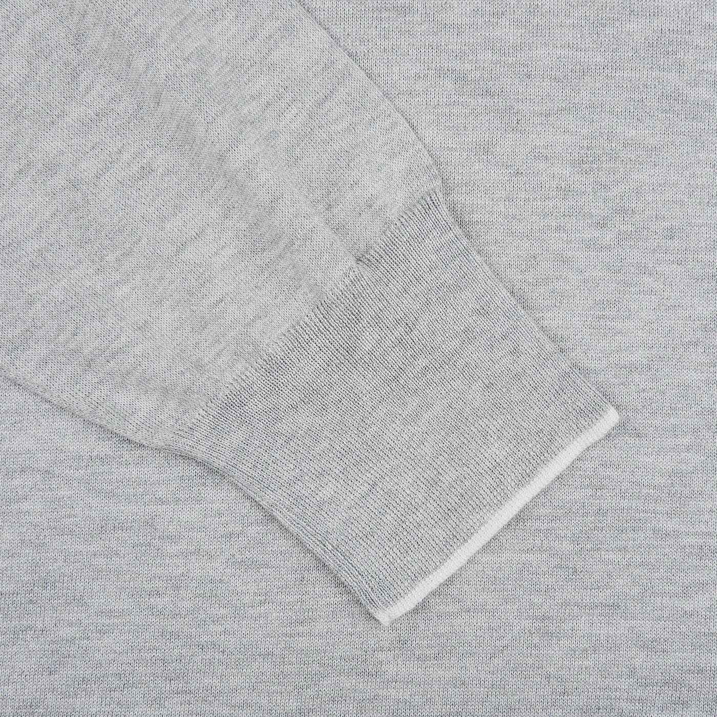 A close-up of a Gran Sasso Silver Grey Silk Cotton Crewneck Sweater.