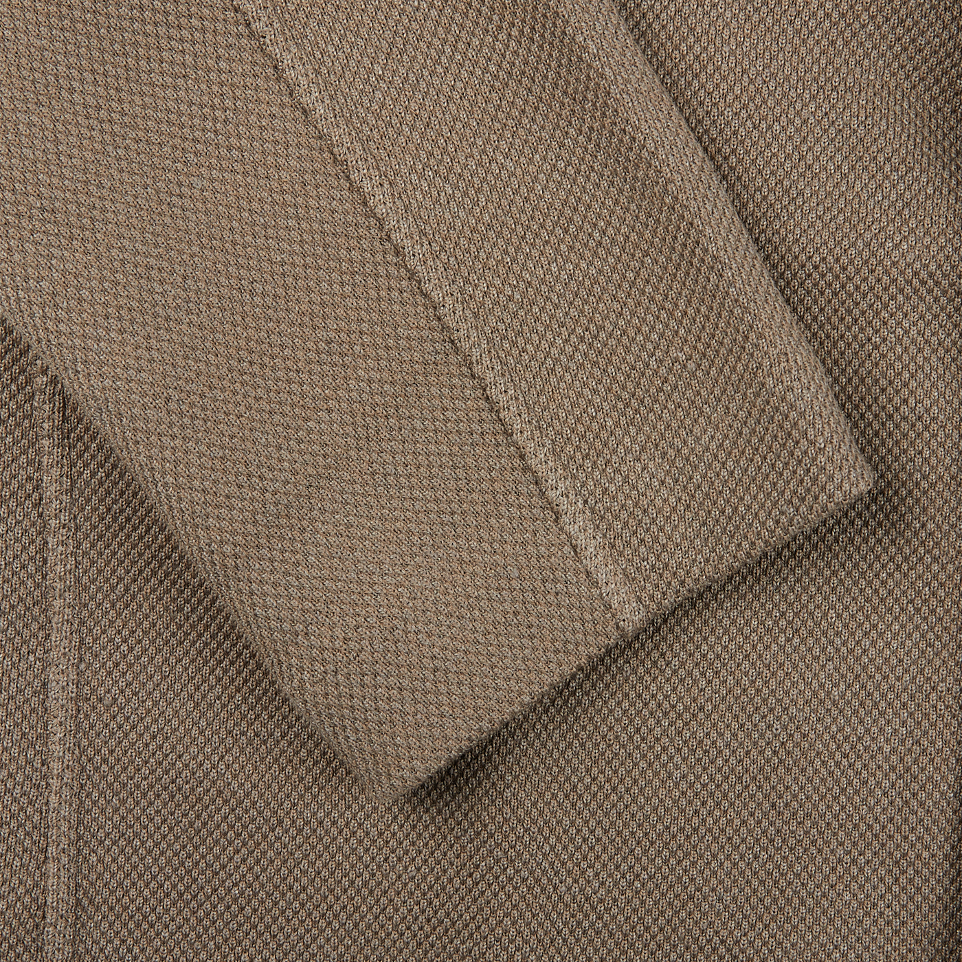 A close up of a Gran Sasso Taupe Brown Cotton Linen Knitted Blazer.