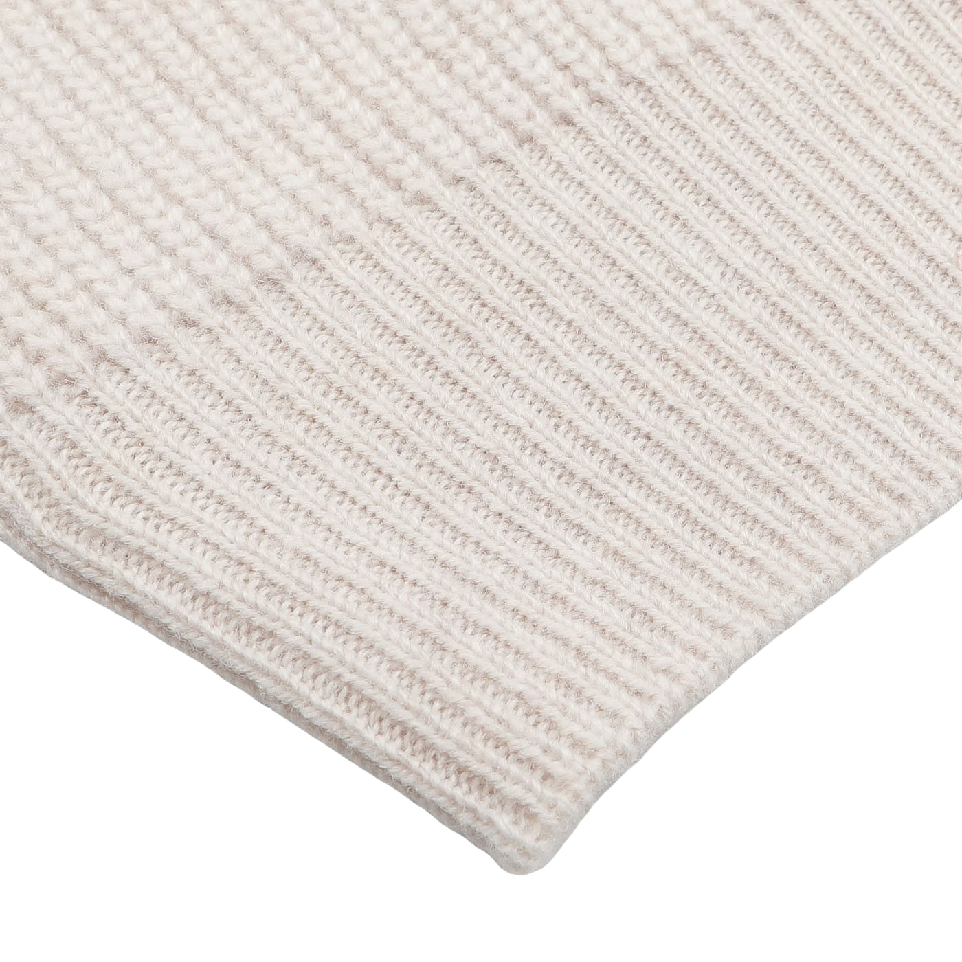 Close-up of the Ecru Beige Chunky Knit Wool Polo Shirt by Gran Sasso, showcasing its ribbed texture, detailed stitches, and seamless edge, made from super Geelong wool.