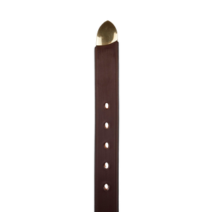 A Dark Brown Saddle Leather 35mm Belt with brass studs, handmade from Hardy & Parsons saddle leather.