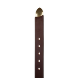 A Dark Brown Saddle Leather 35mm Belt with brass studs, handmade from Hardy & Parsons saddle leather.