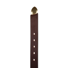 A Dark Brown Saddle Leather 35mm Belt with brass studs, handmade from Hardy & Parsons saddle leather.