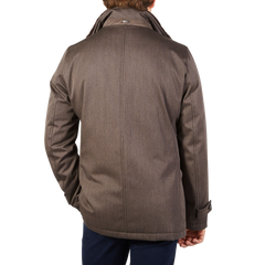 Herno Dark Brown Loro Piana Wool Twill Jacket Back