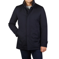 Herno Midnight Blue Loro Piana Wool Twill Jacket Front