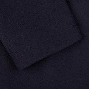 Herno Navy Blue Diagonal Wool Technical Coat Cuff