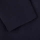 Herno Navy Blue Diagonal Wool Technical Coat Cuff
