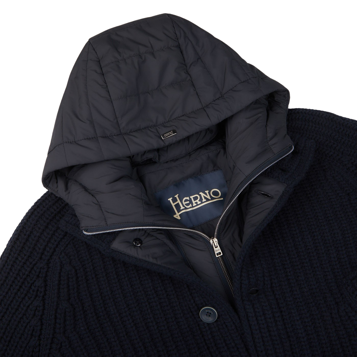 Herno | Navy Blue Knitted Wool Nylon Jacket – Baltzar