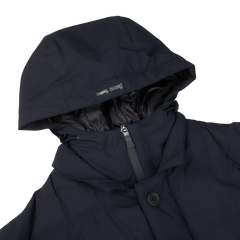 Herno Navy Blue Nylon Gore-Tex Legend Coat Collar